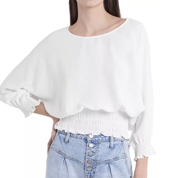 Vince Camuto‎ Ruched Boatneck Pullover Balloon Sleeve Boho Peasant Top Sz. XS - Picture 1 of 9